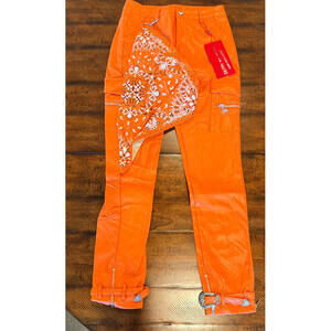 Guapi Pants Mens Orange Dead or Alive Limited Edition Spider Zipper Buckle 30